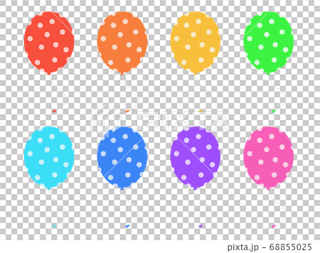 ドット柄のゴム風船のイラストセット 68855025