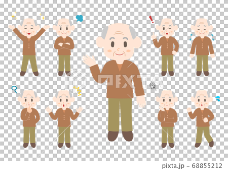 人物イラスト 全身セット: 男性シニア 68855212