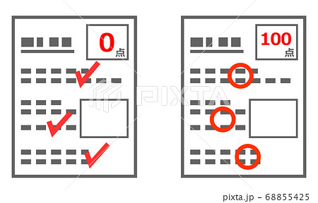 採点されたテスト用紙のイラスト素材