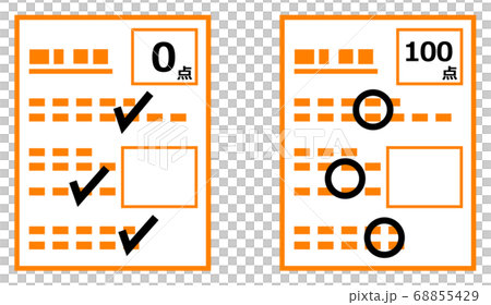 採点されたテスト用紙 68855429