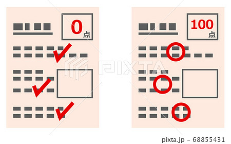 採点されたテスト用紙のイラスト素材