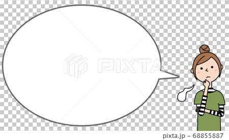 Young woman sighing with thought bubble Young woman sighing with thought bubble 68855887