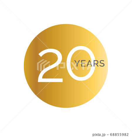 20th Anniversary gold banner template, twentieth jubilee labels, business birthday logo, vector illustration 68855982