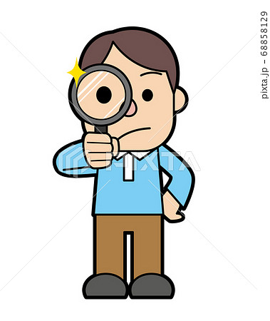 虫眼鏡で探す若い男性のイラスト素材