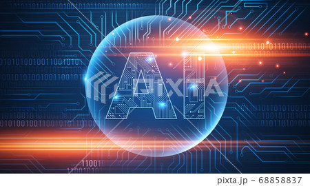 Abstract Artificial Intelligence AI Logo Over Futuristic Circuit Binary Code Background Abstract Artificial Intelligence AI Logo Over Futuristic Circuit Binary Code Background 68858837