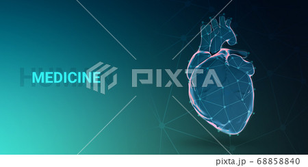 Illustration of human heart isolated on dark background 68858840
