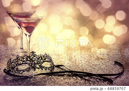 carnival mask and glasses with glittering 68859707