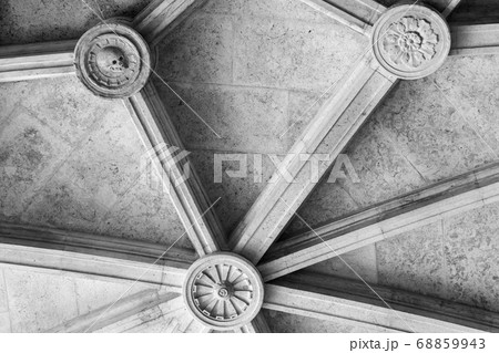 Vintage ceiling decoration with a scull and floral Vintage ceiling decoration with a scull and floral 68859943
