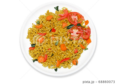 Instant Noodles in the Bowls Top Down Photo on Instant Noodles in the Bowls Top Down Photo on 68860073