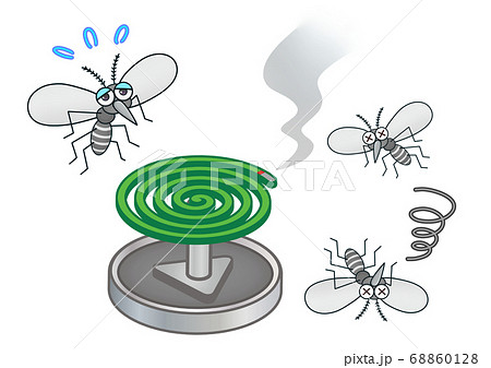 蚊取り線香に駆除される蚊2のイラスト素材