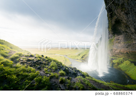 Seljalandfoss waterfall in summer time, Iceland 68860374