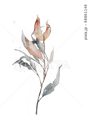 シンプルな 枝 花 水彩 モダン シック 絵具 イラストのイラスト素材