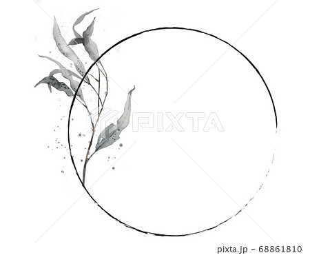 シンプルでモダンなラインアート 水彩画 幾何学模様 ジェオメタリック 円形のイラスト素材
