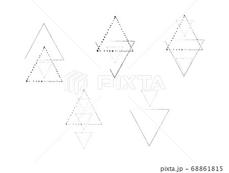 シンプルでモダンなラインアート 水彩画 幾何学模様 ジェオメタリック 三角のイラスト素材