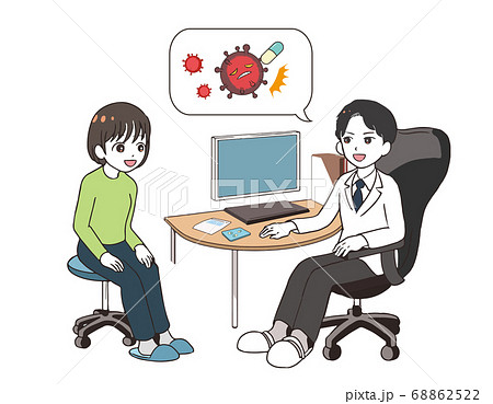 治験の話をする男性医師 女性患者 治験の話をする男性医師 女性患者 68862522