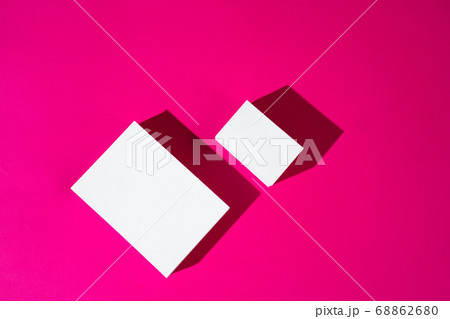 Mock-up on pink background. Businesscards with copy space 68862680