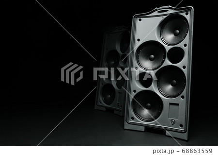 Audio system stereo column on dark background 68863559