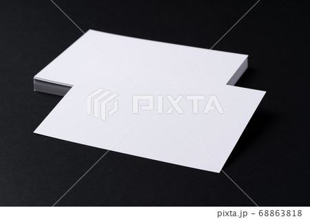 White blank business cards on dark black background White blank business cards on dark black background 68863818