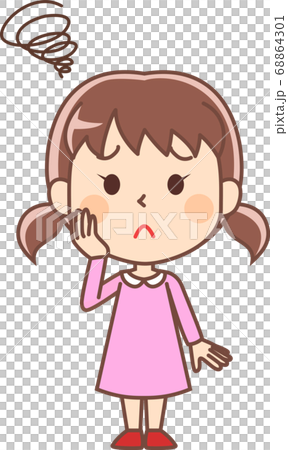 もやもやする女の子のイラスト素材