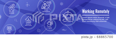 Remote work icon set with web header banner 68865700