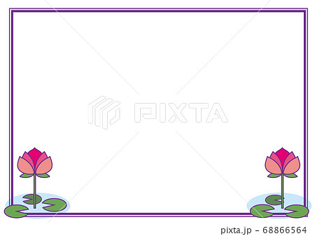 蓮の花 飾り枠のイラスト素材