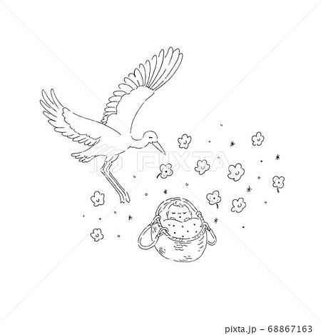 Baby And Stork Illustration Stock Illustration