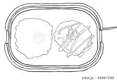 ホットプレート お好み焼き 線画のイラスト素材 6672