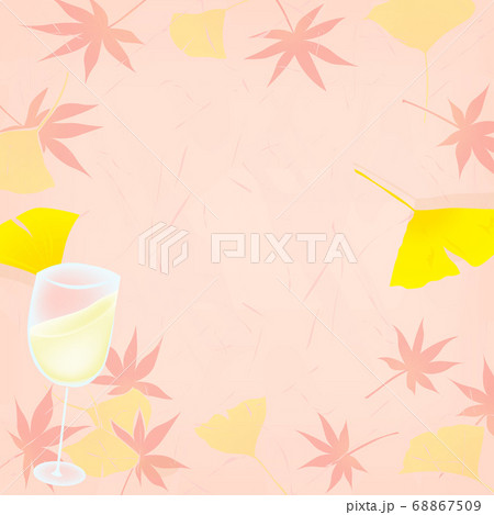 秋の白ワインのイメージの和柄背景イラスト 68867509