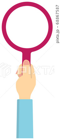 手に虫眼鏡を持っている ボディーパーツイラスト / 女性 68867587