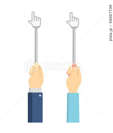 手に指し棒を持っている ボディーパーツイラストセット 男性会社員 女性のイラスト素材