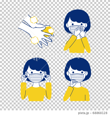 如何戴口罩女插畫 如何戴口罩女插畫 68868128