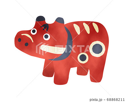 水彩 赤べこのイラスト 68868211