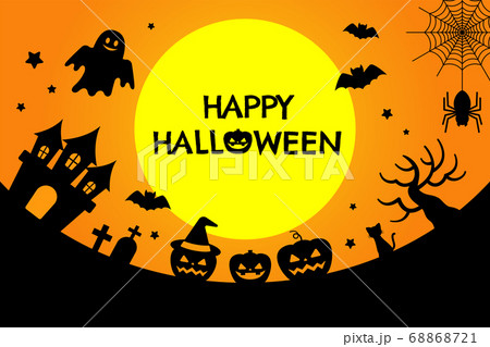 オレンジのハロウィンイラスト(横長) 68868721