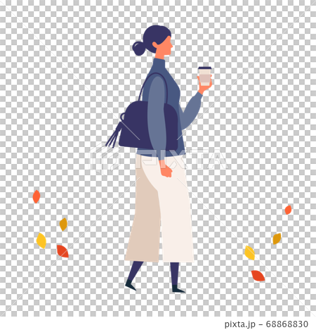 秋の散歩を楽しむ女性のイラスト 68868830