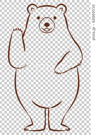 立ちポーズで片手をあげるクマ 立ちポーズで片手をあげるクマ 68869550
