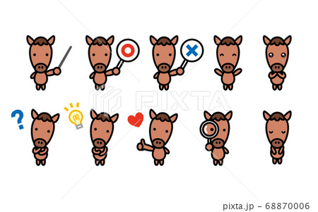 馬 キャラセットaのイラスト素材