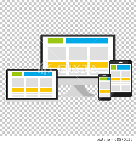 デスクトップとノートパソコンとタブレットとスマートフォンのイラスト 68870135