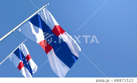 3D rendering of the national flag of Netherlands Antilles waving in the wind 68871522
