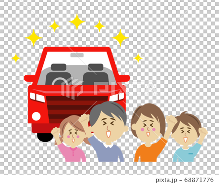 Illustration image of a family happy to buy a new car 68871776