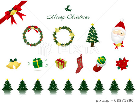 クリスマス用のイラスト素材セット(リース・ツリー・サンタ・プレゼントボックスほか) クリスマス用のイラスト素材セット(リース・ツリー・サンタ・プレゼントボックスほか) 68871890