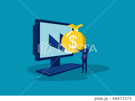 Business man character sending money online using laptop ,profit online concept vector illustrator Business man character sending money online using laptop ,profit online concept vector illustrator 68872373