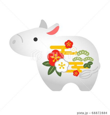 牛の置物　正月　縁起物　イラスト　和柄 68872884