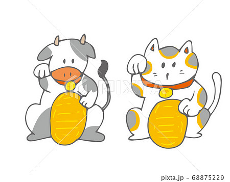 招き牛と招き猫 招き牛と招き猫 68875229