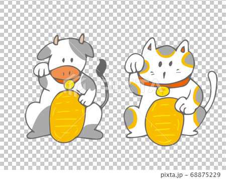 招き牛と招き猫 招き牛と招き猫 68875229
