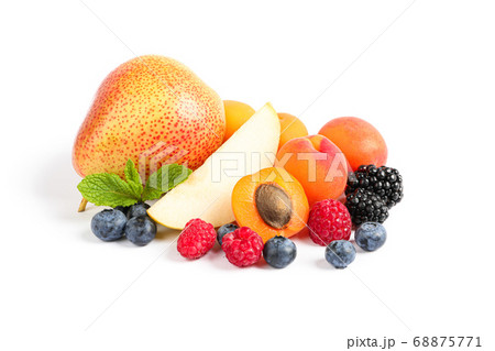 Group of sweet fruits isolated on white background Group of sweet fruits isolated on white background 68875771