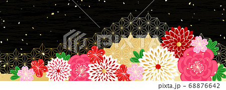 華やかな着物風花柄 68876642