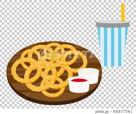 Poster with glass of cola, french fries, hamburger, onion rings Stock Vector  by ©yavi 96785678