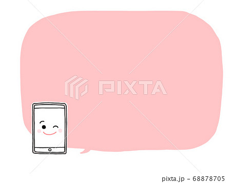 タブレット キャラクター 吹き出し ピンク 68878705