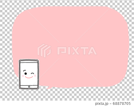 タブレット キャラクター 吹き出し ピンク 68878705