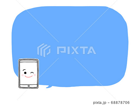 タブレット キャラクター 吹き出し 青色 タブレット キャラクター 吹き出し 青色 68878706